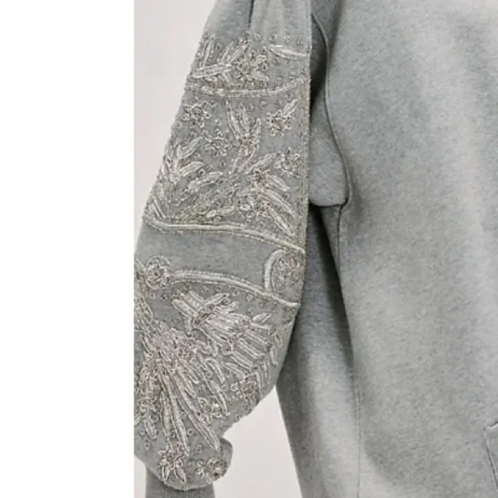 Free People - Encrusted Hoodie - Heather Grey NWT Sz L - Picture 8 of 8